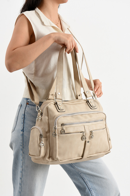 Mega Women's Lisbon/Soft Leather Multi-Compartment Quality Multi-Useful Shoulder and Hand Bag