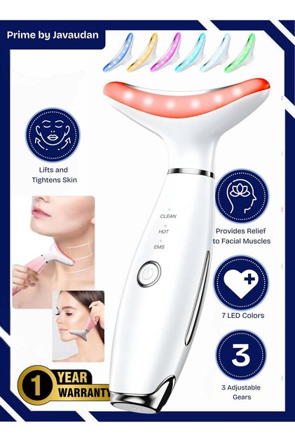 Face and Neck EMS Massager Device – Anti-Aging, Wrinkle with 7 Color LED Light Therapy