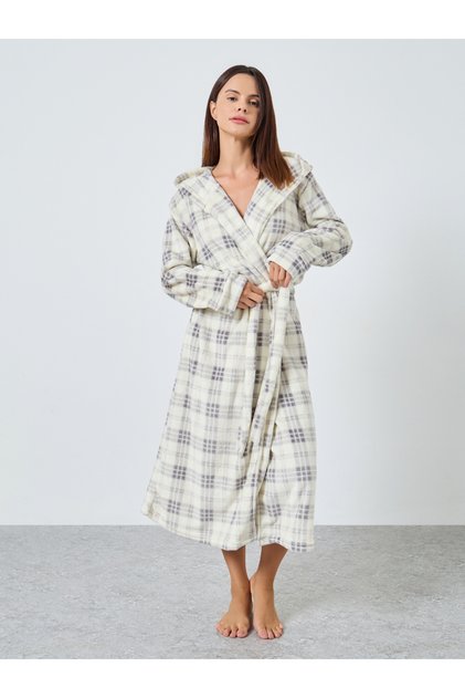 Checked Fleece Hooded Robe