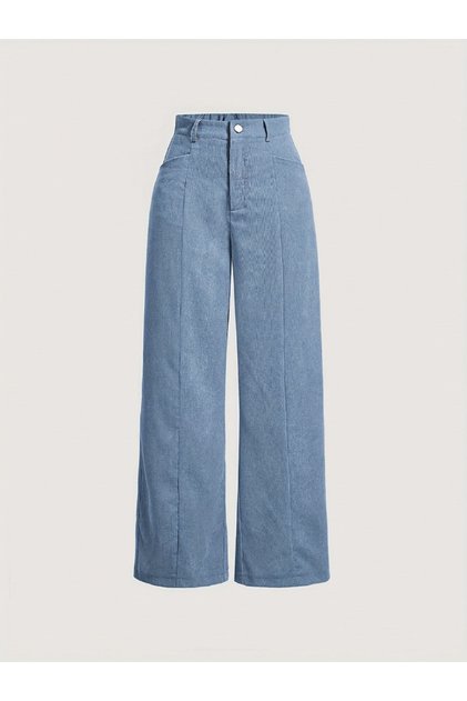 Light Blue Wide Leg Corduroy Pants