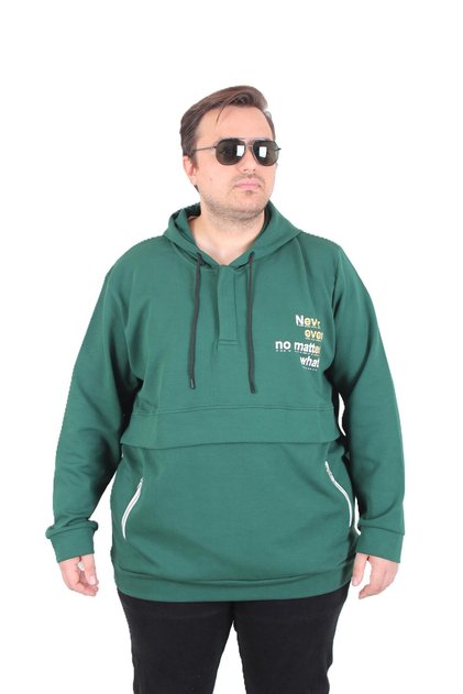 Large Size Hooded Sweat Double Face Never 25706 Nefti