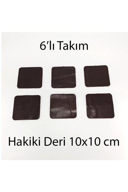 Genuine Leather Square Coasters Set of 6 10X10 cm