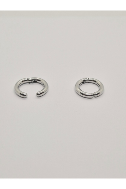 Stainless Steel Compression Non-Piercing Thick Bar Hoop Earring (Inner Diameter: 10 Mm- Width: 16 mm)(Thickness 2.5mm)