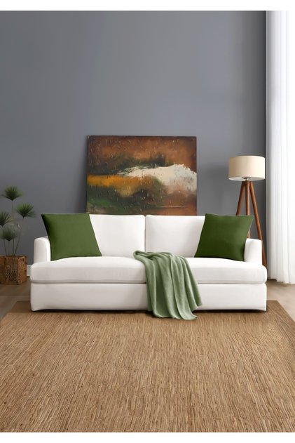 Canvas 6-Piece Dark Green Liquid-Proof Stain-Resistant Throw Pillow Cover 45 X 45 cm