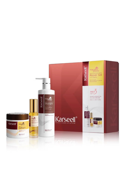 Set cadou premium cu colagen – Mască, Șampon revitalizant și ulei de argan