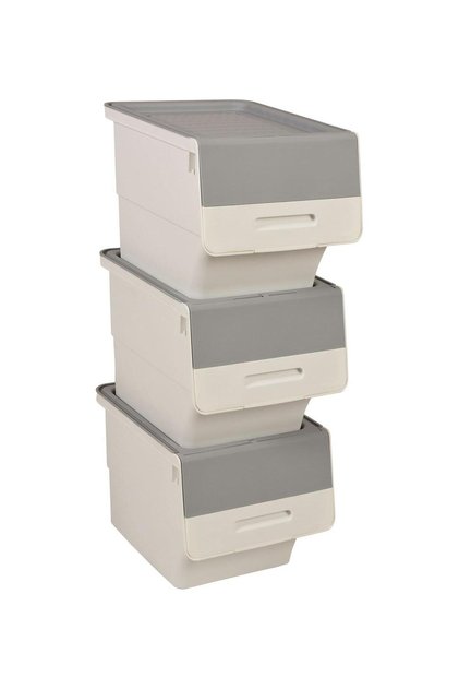 Freebox 12 Liter White Organizer – Set of 3 Organizers with Gray Wheels