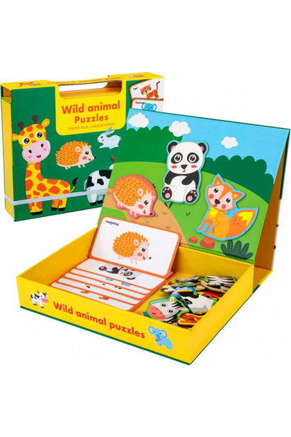 Puzzle magnetic cu animale sălbatice, 53 de piese