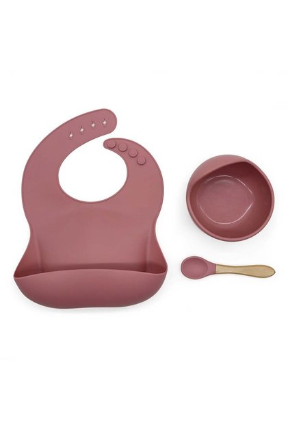 January Silicone Feeding Set for Teaching Baby to Eat Independently – Dark Pink