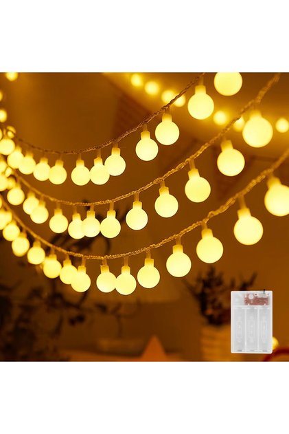 LED ball string lights for Ramadan decorations – 80 bulbs, 10 meters – battery operated, for indoor and outdoor decoration