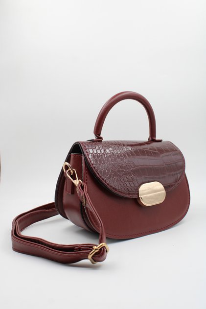 Women's Burgundy 3-Compartment Magnet Closure Lined Crossbody Hand and Shoulder Bag