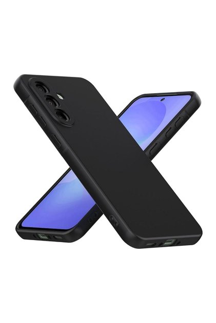 Samsung Galaxy A54 Compatible Silicone Case - Pastel Color Tone Flexible Cover with Camera Protection - Black