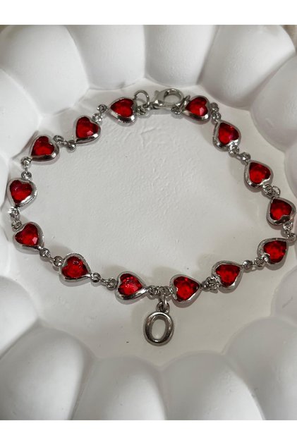 Red Heart O Letter Women's Bracelet