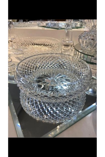 Handmade Cut Crystal Glass Salad Bowl / Presentation Bowl 22cm