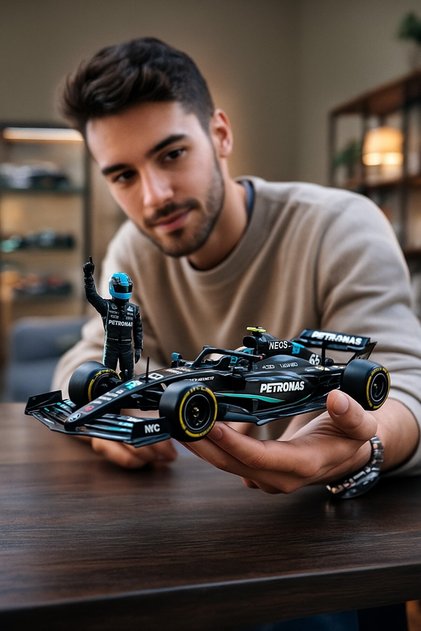 1:24 Mercedes Amg F1 W14 Diecast Model Car George Russell 63 Special Series with Pilot Figure