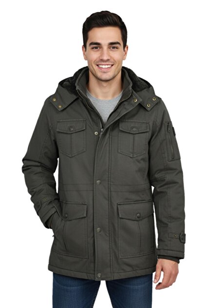 Dynamo Erkek Spor Kanvas Kapüşonlu Parka M2665 BGL-ST04959