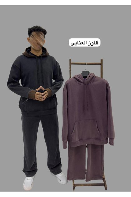 طقم هودي بلوفر قطن جديد للجنسين 2026.
