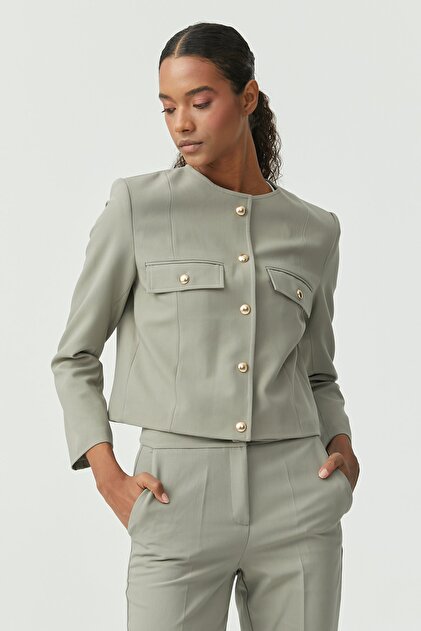 Women's Gold Button Detailed Short Jacket