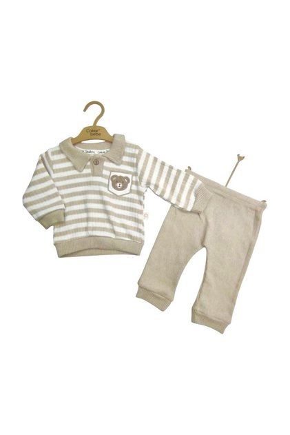 Çakar 7013 Beige Teddy Bear Corded Fabric Thick 2-Piece Set