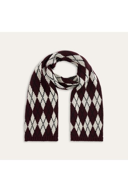 Women's Burgundy Diamond Patterned Scarf