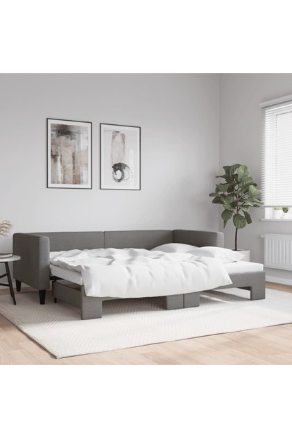 Daybed with Trundle without Mattress Dark Grey 90x190 cm Single