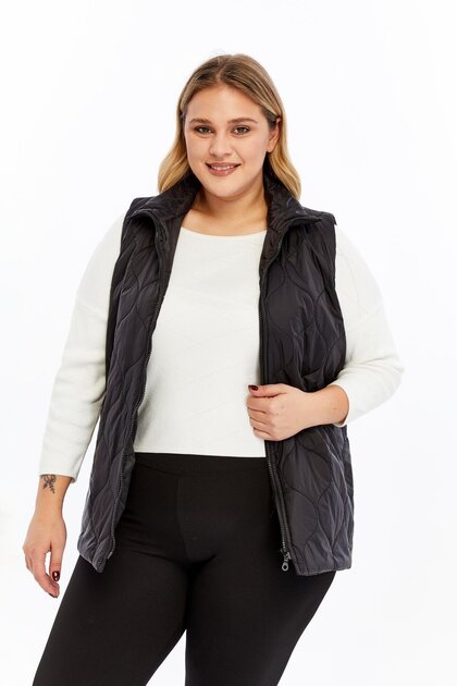 Quilted Plus Size Vest Black