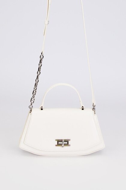 White Geometric Model Shoulder Bag