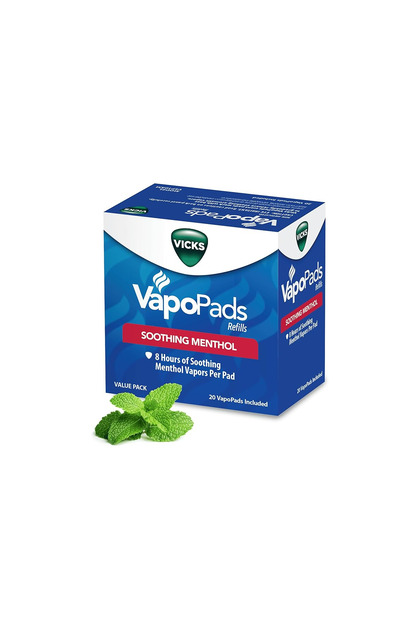 وسادات VapoPads المهدئة بالمنثول لأجهزة الترطيب وأجهزة التبخير الخالية من الماء والمقابس (20 قطعة)