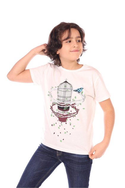 Boy's Printed Crew Neck Short Sleeve T-Shirt