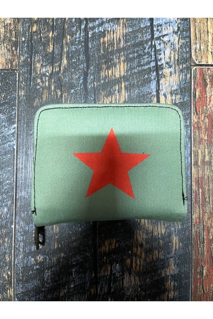 Star Green Authentic Patterned Wallet with Card Holder and Coin Compartment