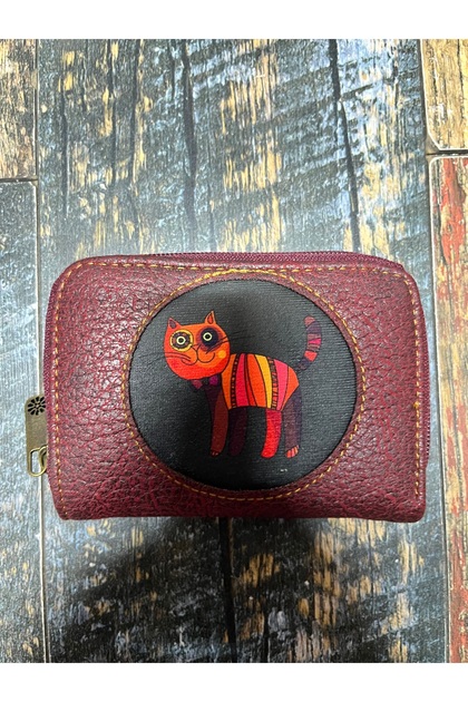Cat Authentic Patterned Wallet with Card Holder and Coin Compartment, Convenient Wallet