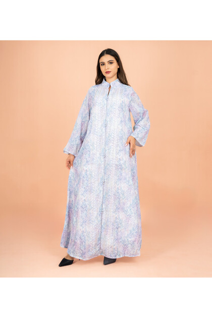 Mandarin Colar Straight Cut Elegant Prints Jalabiya