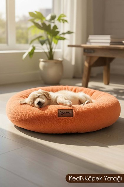Teddy Kumaş, Simit Kedi Yatağı, Köpek Yatağı,Evcil Hayvan Minderi Fluffy Hug Serisi