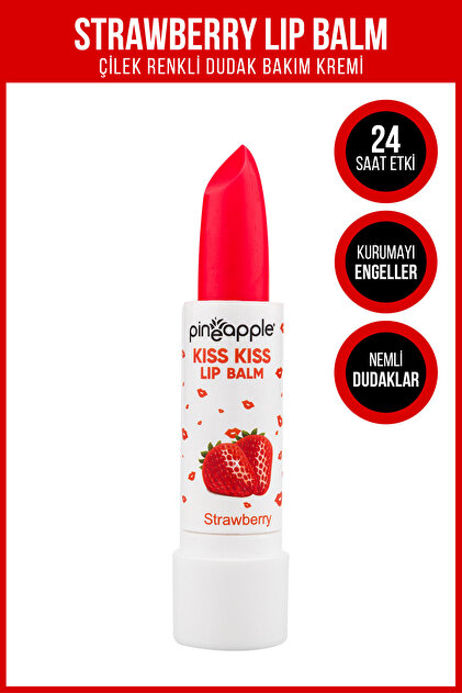 Pineapple Çilek Renkli Dudak Bakım Kremi, Parlatıcı Lip Balm