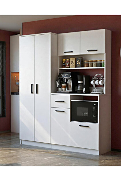Moonlife Mobilya Stella 6 Kapak Tek Çekmeceli Dolaplı Kahve Köşesi