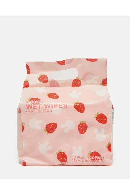 Pink Fresh Fruits Soft Wipes (10 Piece x 10 Pack)