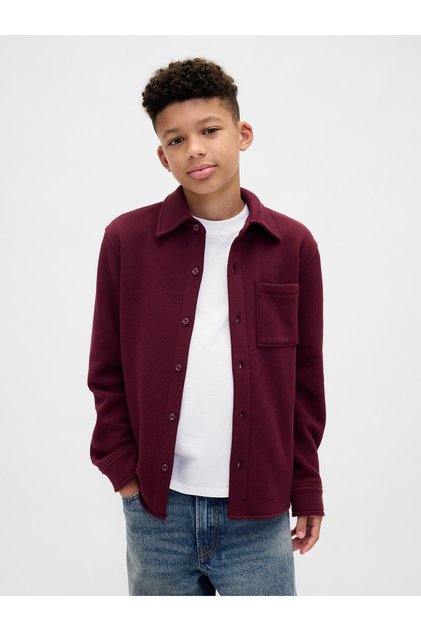 Erkek Çocuk Bordo Cozy Düğmeli Gömlek