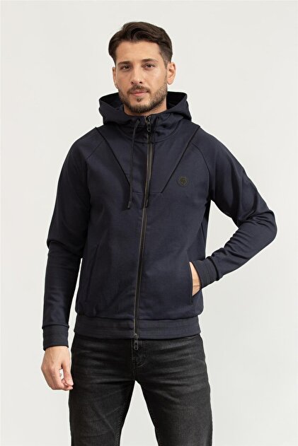 Erkek Fermuarlı Sweatshirt Mavi