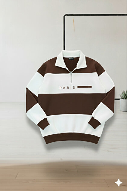 Hanorac cu guler polo cu dungi cu logo PARIS