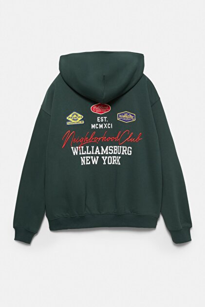 Pull & Bear Yamalı fermuarlı kapüşonlu sweatshirt - Fiyatı, Yorumları