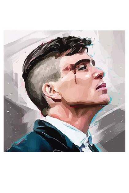 Atiq MDF Wall Art Panel Thomas Shelby Character Blue/Beige/Gray 30x30 cm
