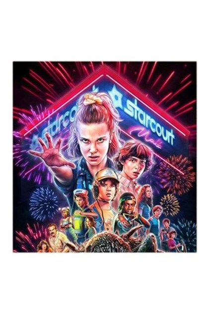 لوحة فنية جدارية بإطار خشبي من Atik مع طباعة "Stranger Things"، متعددة الألوان، 30×30