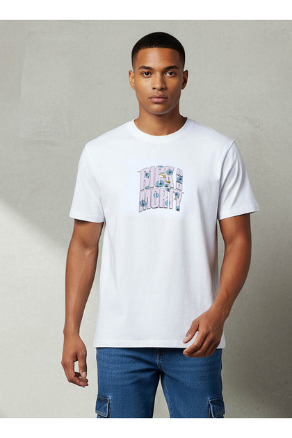 Men Regular Fit Crew Neck Short Sleeves Rick and Morty Print T-shirt