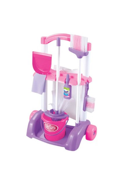 - Kids Toys Cleaning Trolley Playset with Mop and Tools