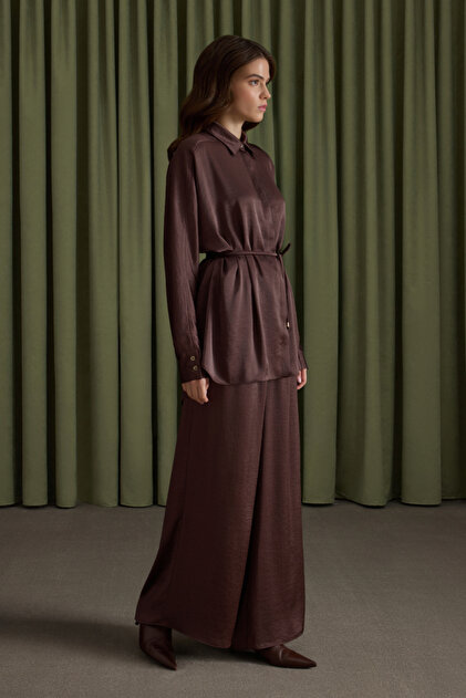 Satin Trousers with Elastic Waist