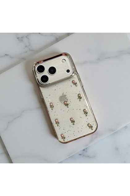 iPhone 16E (6.1 Inch) Compatible Silvery Transparent Stone Silicone Case