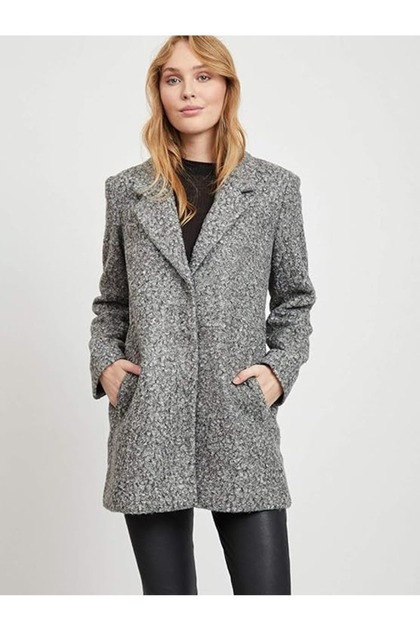 Palton scurt buclat VIjessi, Gri melange, 38