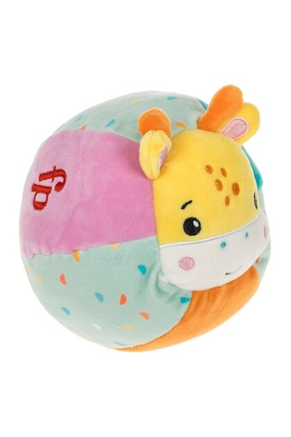 Jucărie pentru bebeluși, Minge zornăitoare textilă, Girafă, 12 cm -