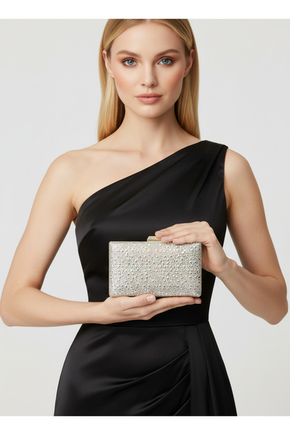 Gold Gold Crystal Stone Chain Handle Women's Evening Dress Bag Wedding Engagement Graduation