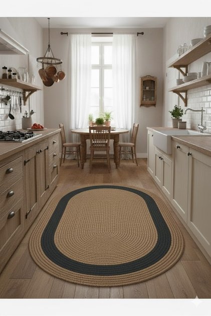 Jüt Hasır Yıkanabilir Salon Mutfak Balkon Ve Bahçe Royal Serisi Jüt Kilim Jüt Halı