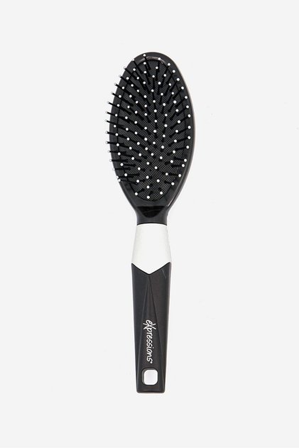 Oval Cushion Brush, Black and Silver